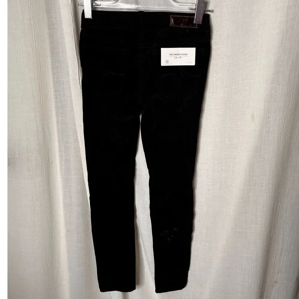 AG Adriano Goldschmied Girls The Twiggy Plush Super Skinny Pants 7 Black NWT